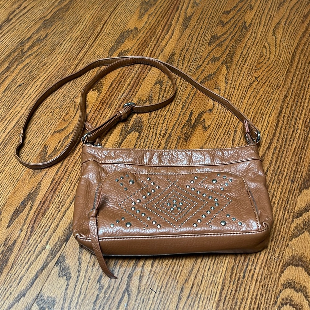 Carlos Santana Brown Studded Crossbody Bag
